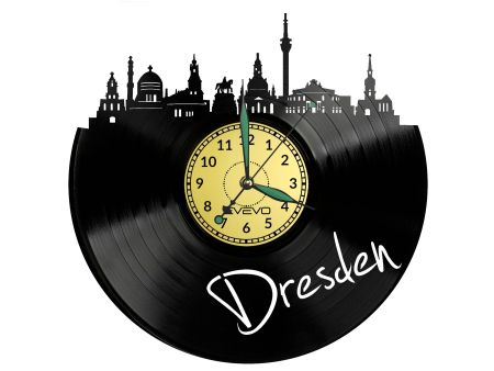 Dresden Vinyl Zegar Ścienny Płyta Winylowa Nowoczesny Dekoracyjny Na Prezent Urodziny