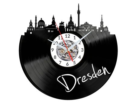 Dresden Vinyl Zegar Ścienny Płyta Winylowa Nowoczesny Dekoracyjny Na Prezent Urodziny