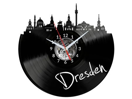 Dresden Vinyl Zegar Ścienny Płyta Winylowa Nowoczesny Dekoracyjny Na Prezent Urodziny