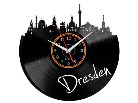 Dresden Vinyl Zegar Ścienny Płyta Winylowa Nowoczesny Dekoracyjny Na Prezent Urodziny