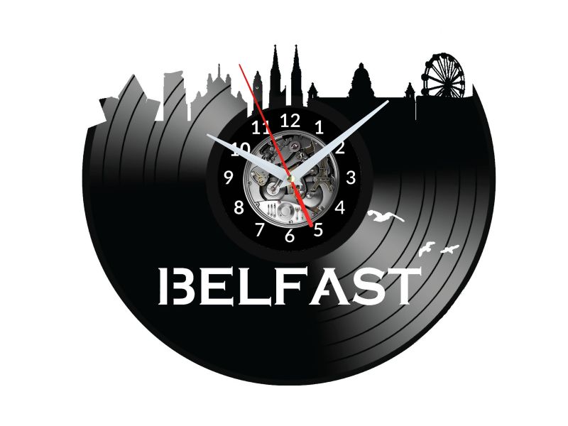 Belfast Vinyl Zegar Ścienny Płyta Winylowa Nowoczesny Dekoracyjny Na Prezent Urodziny