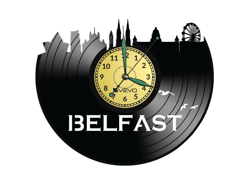 Belfast Vinyl Zegar Ścienny Płyta Winylowa Nowoczesny Dekoracyjny Na Prezent Urodziny