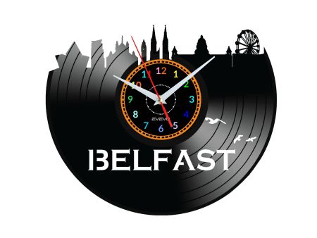 Belfast Vinyl Zegar Ścienny Płyta Winylowa Nowoczesny Dekoracyjny Na Prezent Urodziny