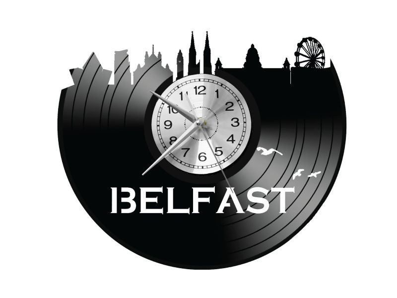 Belfast Vinyl Zegar Ścienny Płyta Winylowa Nowoczesny Dekoracyjny Na Prezent Urodziny