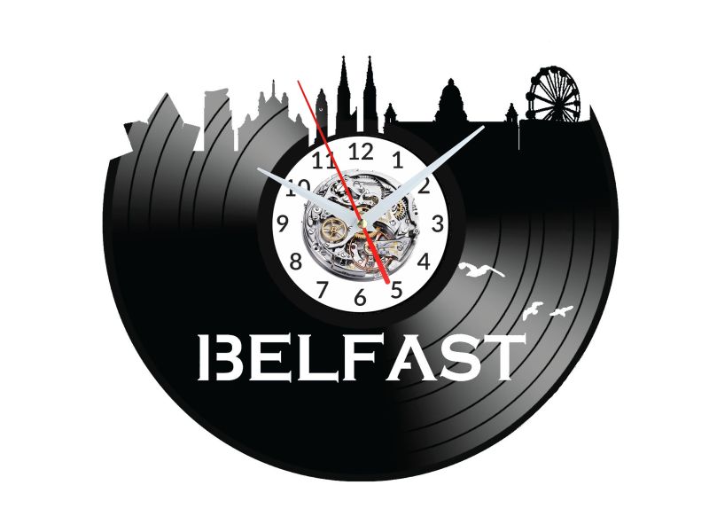 Belfast Vinyl Zegar Ścienny Płyta Winylowa Nowoczesny Dekoracyjny Na Prezent Urodziny