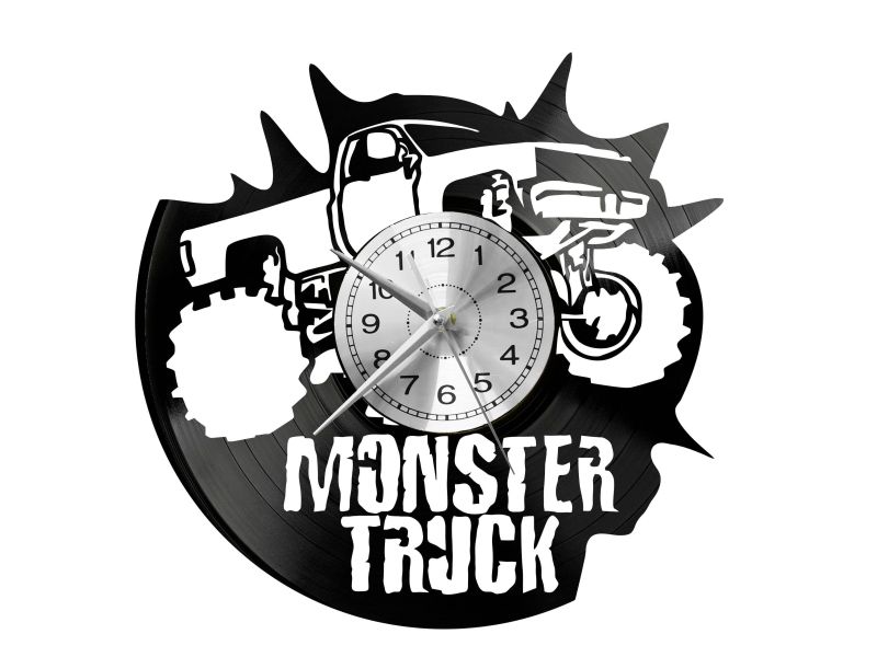 Monster Truck Vinyl Zegar Ścienny Płyta Winylowa Nowoczesny Dekoracyjny Na Prezent Urodziny