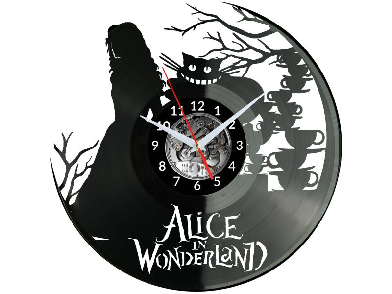 Alice In Wonderland  Vinyl Zegar Ścienny Płyta Winylowa Nowoczesny Dekoracyjny Na Prezent Urodziny