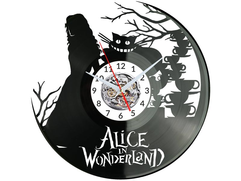 Alice In Wonderland  Vinyl Zegar Ścienny Płyta Winylowa Nowoczesny Dekoracyjny Na Prezent Urodziny