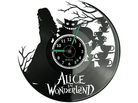 Alice In Wonderland  Vinyl Zegar Ścienny Płyta Winylowa Nowoczesny Dekoracyjny Na Prezent Urodziny