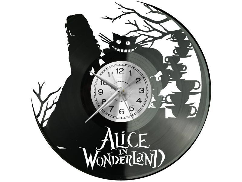 Alice In Wonderland  Vinyl Zegar Ścienny Płyta Winylowa Nowoczesny Dekoracyjny Na Prezent Urodziny