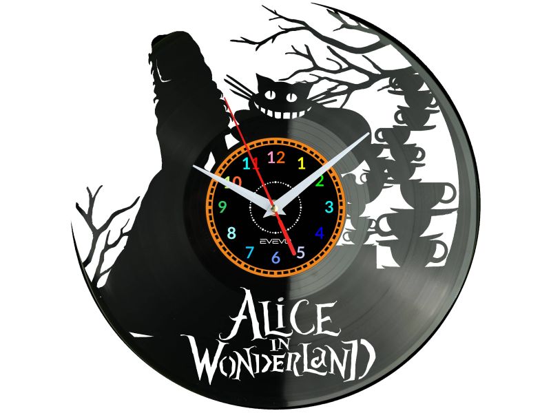 Alice In Wonderland  Vinyl Zegar Ścienny Płyta Winylowa Nowoczesny Dekoracyjny Na Prezent Urodziny