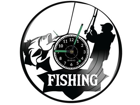 Fishing  Vinyl Zegar Ścienny Płyta Winylowa Nowoczesny Dekoracyjny Na Prezent Urodziny