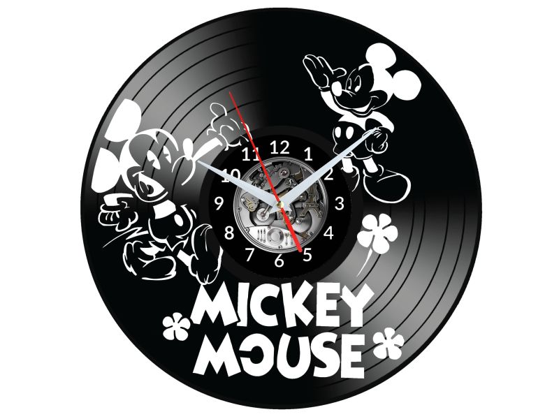 Mickey Mouse Myszka Vinyl Zegar Ścienny Płyta Winylowa Nowoczesny Dekoracyjny Na Prezent Urodziny