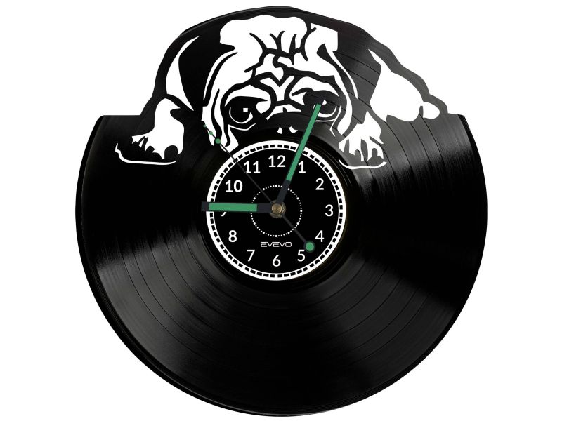 Mops Vinyl Zegar Ścienny Płyta Winylowa Nowoczesny Dekoracyjny Na Prezent Urodziny