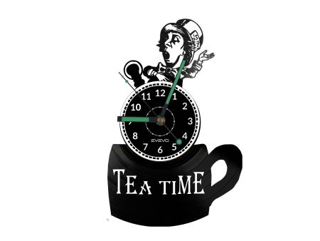 Tea Time Vinyl Zegar Ścienny Płyta Winylowa Nowoczesny Dekoracyjny Na Prezent Urodziny