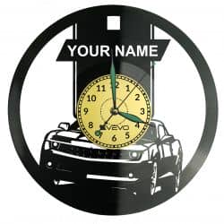 Stary Amerykański Samochód Twoje Imię Vinyl Zegar Ścienny Płyta Winylowa Nowoczesny Dekoracyjny Na Prezent Urodziny