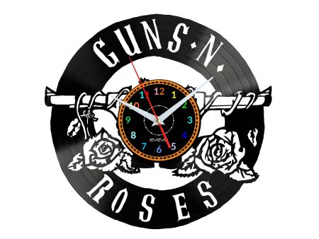 Guns and Roses Vinyl Zegar Ścienny Płyta Winylowa Nowoczesny Dekoracyjny Na Prezent Urodziny