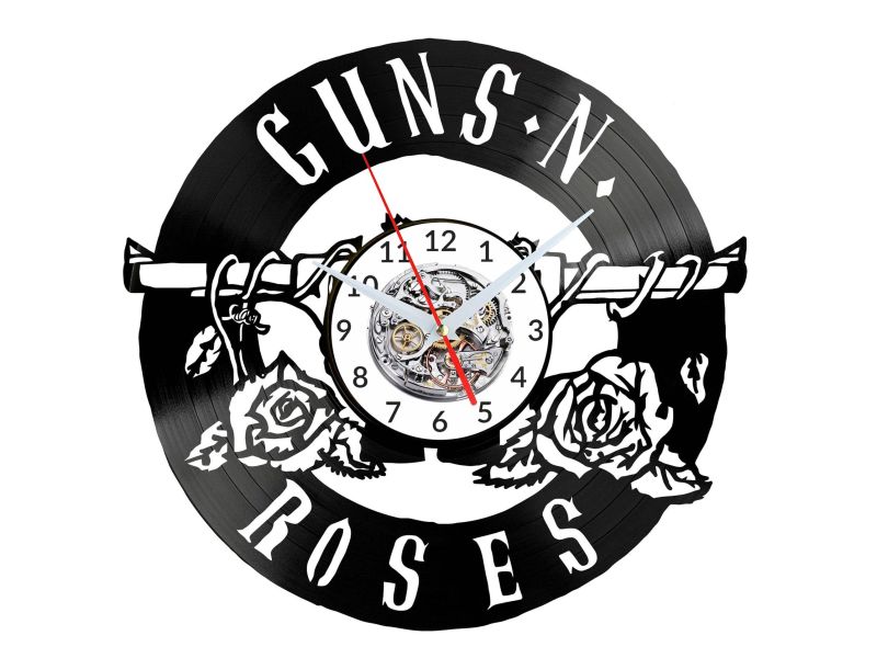 Guns and Roses Vinyl Zegar Ścienny Płyta Winylowa Nowoczesny Dekoracyjny Na Prezent Urodziny