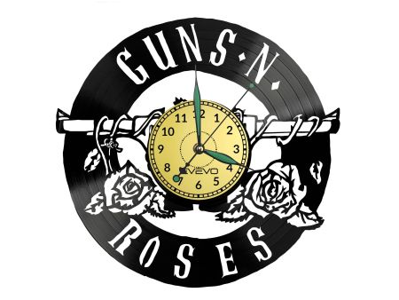 Guns and Roses Vinyl Zegar Ścienny Płyta Winylowa Nowoczesny Dekoracyjny Na Prezent Urodziny