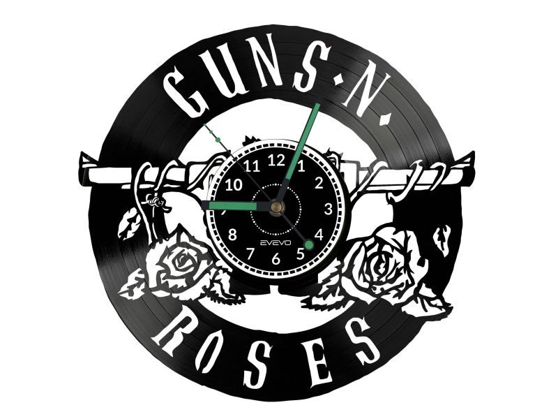 Guns and Roses Vinyl Zegar Ścienny Płyta Winylowa Nowoczesny Dekoracyjny Na Prezent Urodziny