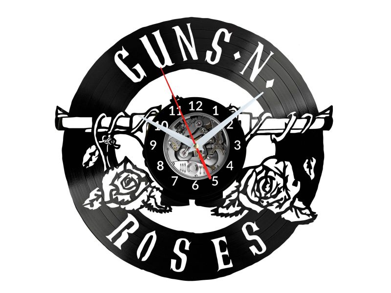 Guns and Roses Vinyl Zegar Ścienny Płyta Winylowa Nowoczesny Dekoracyjny Na Prezent Urodziny