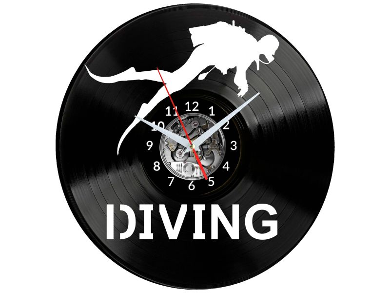 Diving Vinyl Zegar Ścienny Płyta Winylowa Nowoczesny Dekoracyjny Na Prezent Urodziny