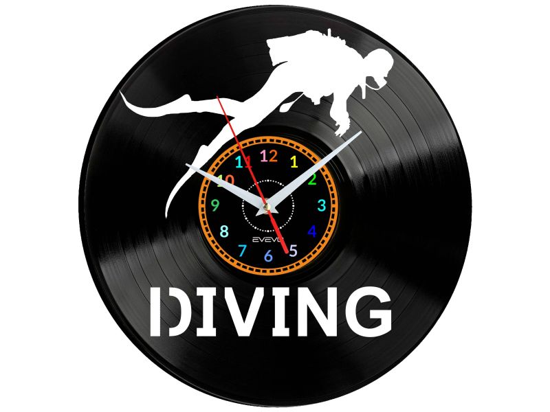 Diving Vinyl Zegar Ścienny Płyta Winylowa Nowoczesny Dekoracyjny Na Prezent Urodziny