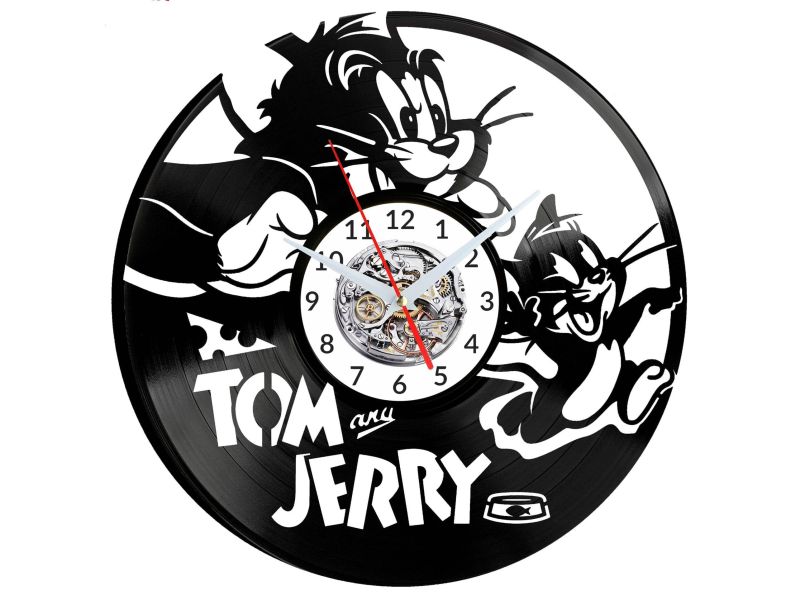 Tom And Jerry Vinyl Zegar Ścienny Płyta Winylowa Nowoczesny Dekoracyjny Na Prezent Urodziny