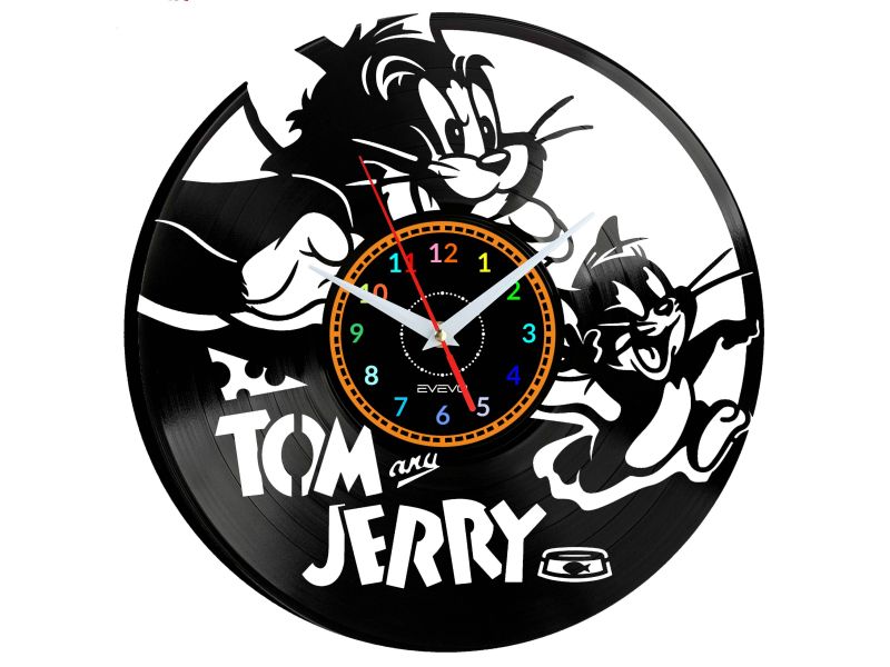 Tom And Jerry Vinyl Zegar Ścienny Płyta Winylowa Nowoczesny Dekoracyjny Na Prezent Urodziny