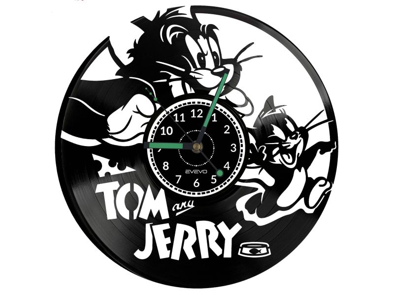 Tom And Jerry Vinyl Zegar Ścienny Płyta Winylowa Nowoczesny Dekoracyjny Na Prezent Urodziny