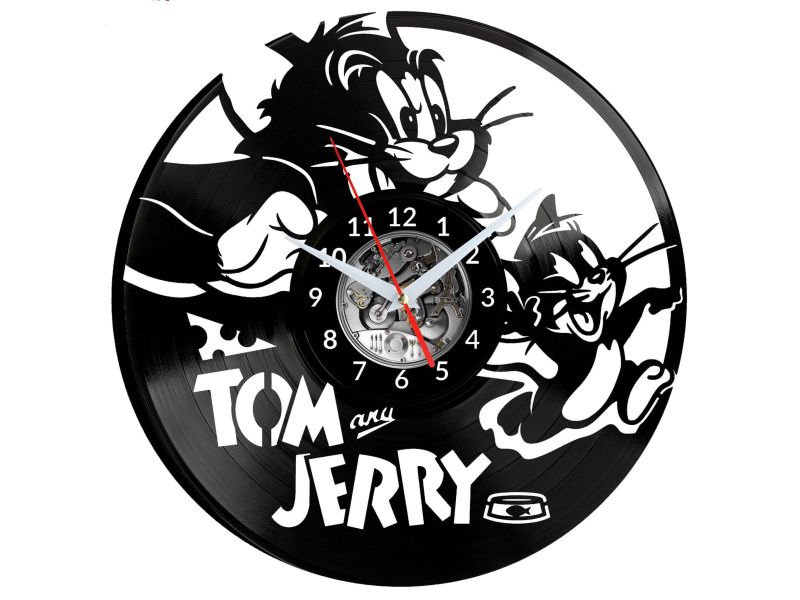 Tom And Jerry Vinyl Zegar Ścienny Płyta Winylowa Nowoczesny Dekoracyjny Na Prezent Urodziny