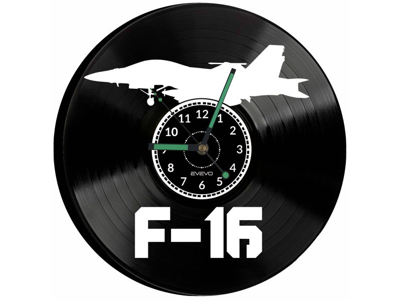 F16 Myśliwiec Vinyl Zegar Ścienny Płyta Winylowa Nowoczesny Dekoracyjny Na Prezent Urodziny