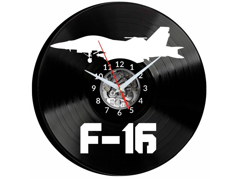 F16 Myśliwiec Vinyl Zegar Ścienny Płyta Winylowa Nowoczesny Dekoracyjny Na Prezent Urodziny