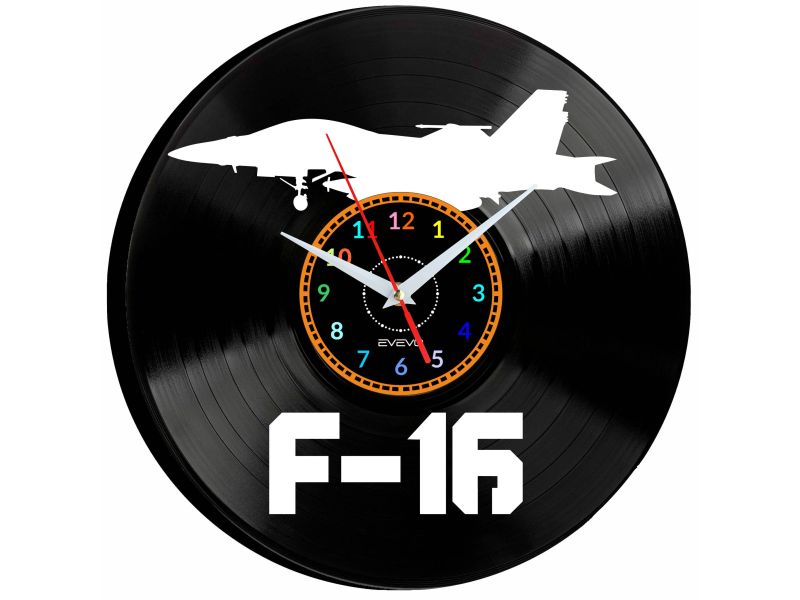 F16 Myśliwiec Vinyl Zegar Ścienny Płyta Winylowa Nowoczesny Dekoracyjny Na Prezent Urodziny