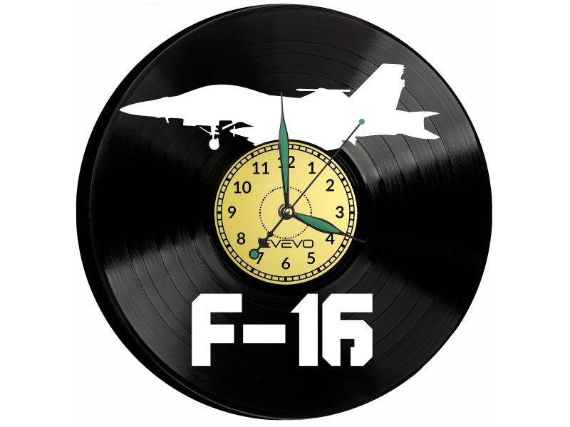 F16 Myśliwiec Vinyl Zegar Ścienny Płyta Winylowa Nowoczesny Dekoracyjny Na Prezent Urodziny