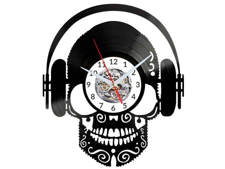 Skeleton Czaszka Vinyl Zegar Ścienny Płyta Winylowa Nowoczesny Dekoracyjny Na Prezent Urodziny