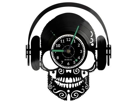 Skeleton Czaszka Vinyl Zegar Ścienny Płyta Winylowa Nowoczesny Dekoracyjny Na Prezent Urodziny