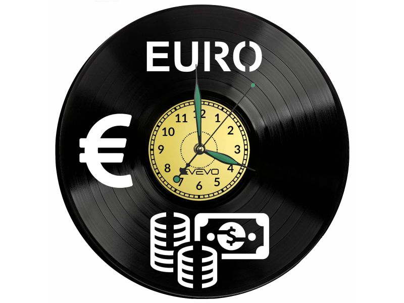 Euro Waluta Vinyl Zegar Ścienny Płyta Winylowa Nowoczesny Dekoracyjny Na Prezent Urodziny