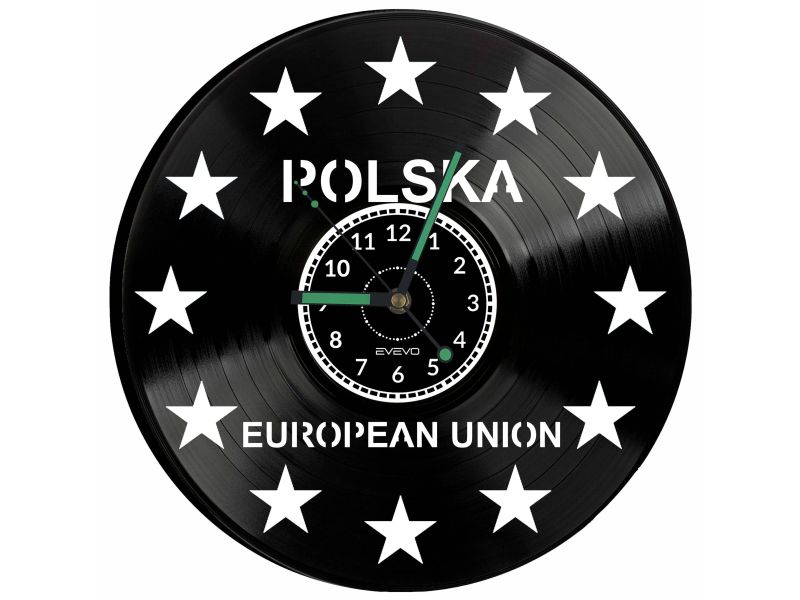 Unia Europejska Polska Vinyl Zegar Ścienny Płyta Winylowa Nowoczesny Dekoracyjny Na Prezent Urodziny