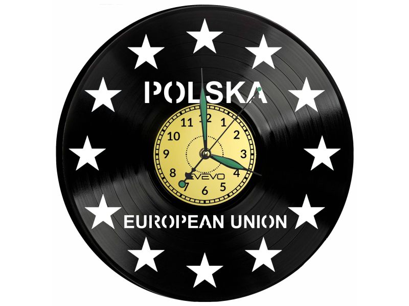 Unia Europejska Polska Vinyl Zegar Ścienny Płyta Winylowa Nowoczesny Dekoracyjny Na Prezent Urodziny