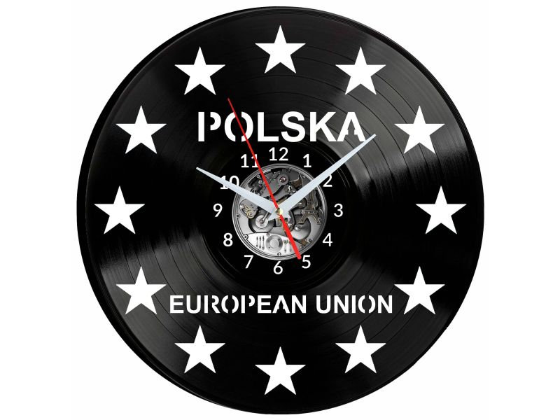 Unia Europejska Polska Vinyl Zegar Ścienny Płyta Winylowa Nowoczesny Dekoracyjny Na Prezent Urodziny