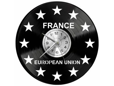 Unia Europejska Francja Vinyl Zegar Ścienny Płyta Winylowa Nowoczesny Dekoracyjny Na Prezent Urodziny