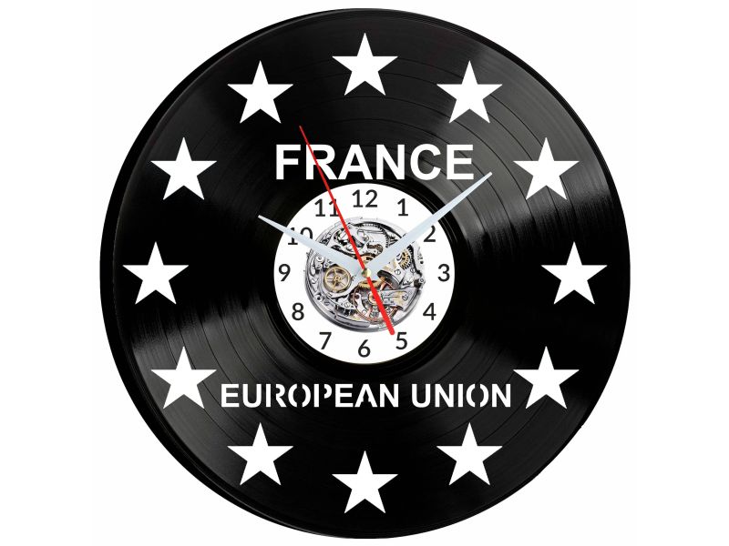 Unia Europejska Francja Vinyl Zegar Ścienny Płyta Winylowa Nowoczesny Dekoracyjny Na Prezent Urodziny