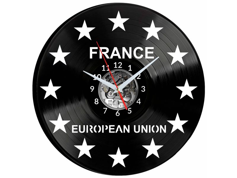 Unia Europejska Francja Vinyl Zegar Ścienny Płyta Winylowa Nowoczesny Dekoracyjny Na Prezent Urodziny