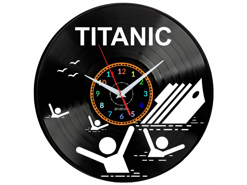 Titanic Vinyl Zegar Ścienny Płyta Winylowa Nowoczesny Dekoracyjny Na Prezent Urodziny