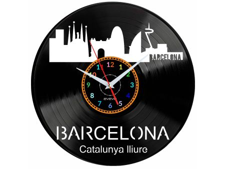 Barcelona Vinyl Zegar Ścienny Płyta Winylowa Nowoczesny Dekoracyjny Na Prezent Urodziny