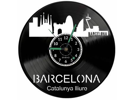 Barcelona Vinyl Zegar Ścienny Płyta Winylowa Nowoczesny Dekoracyjny Na Prezent Urodziny