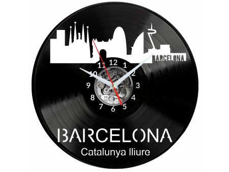 Barcelona Vinyl Zegar Ścienny Płyta Winylowa Nowoczesny Dekoracyjny Na Prezent Urodziny