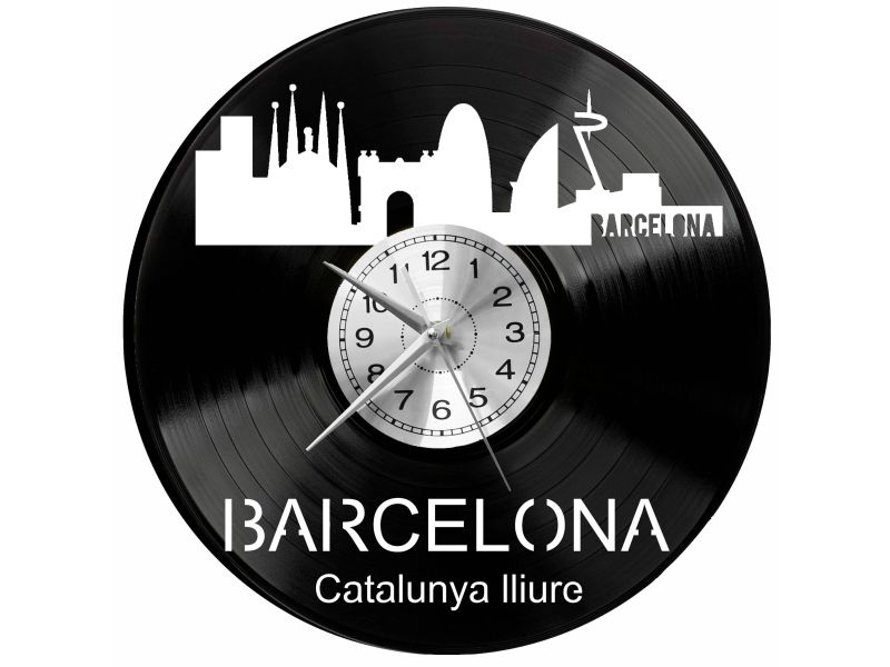 Barcelona Vinyl Zegar Ścienny Płyta Winylowa Nowoczesny Dekoracyjny Na Prezent Urodziny