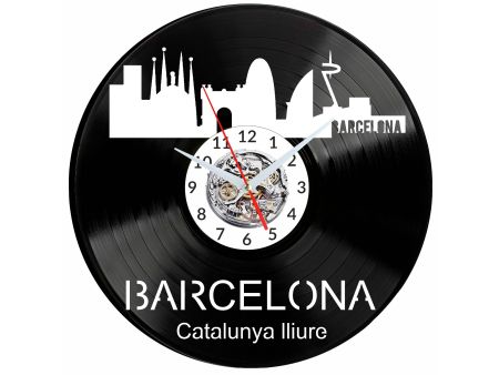 Barcelona Vinyl Zegar Ścienny Płyta Winylowa Nowoczesny Dekoracyjny Na Prezent Urodziny